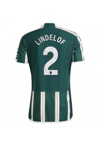 Manchester United Victor Lindelof #2 Jalkapallovaatteet Vieraspaita 2023-24 Lyhythihainen